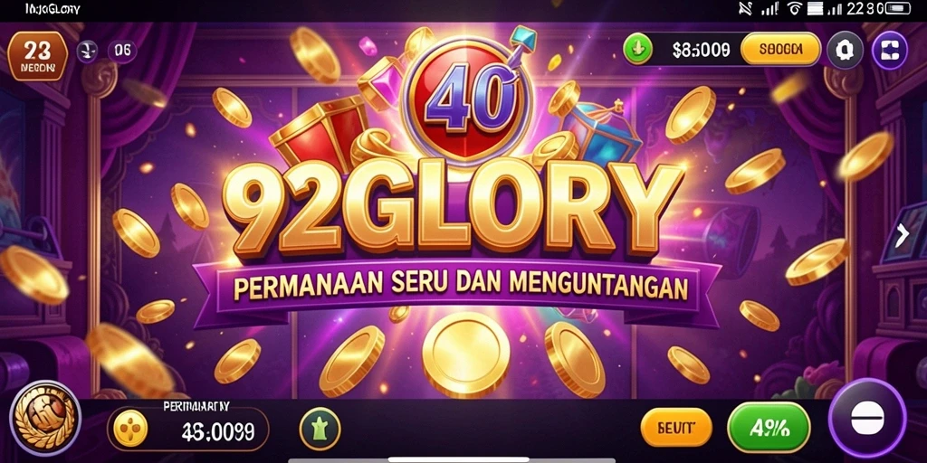 Screenshot permainan Slot 92GLORY dengan tampilan menarik.