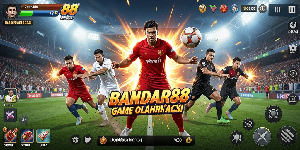 Tampilan gameplay BANDAR88 yang mendebarkan di lapangan olahraga.
