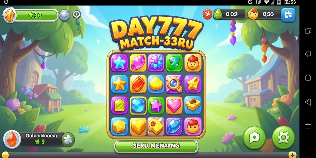 Tampilan menarik dari gameplay Match-3 yang seru di DAY777.