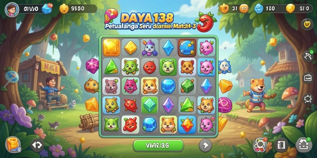 Screenshot permainan <strong>DAYA138</strong> menunjukkan gameplay menarik di dunia Match-3.