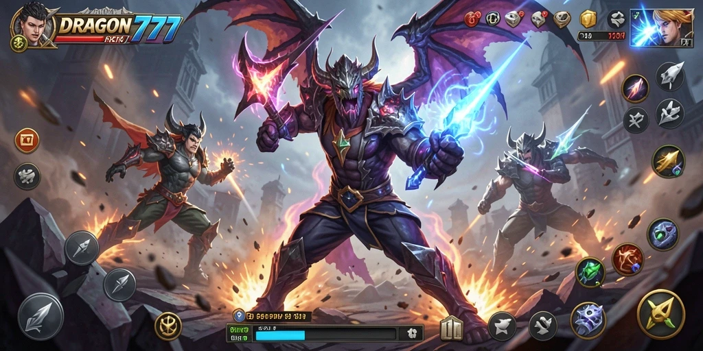 Tampilan grafis memukau saat pertarungan dalam DRAGON777.