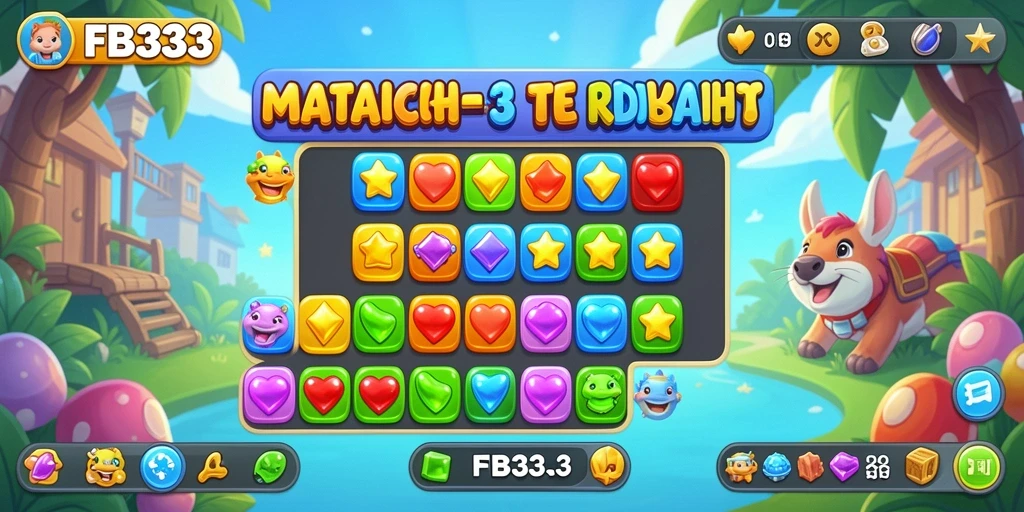 Screenshot dari permainan yang menarik pada FB333 dengan gameplay Match-3.