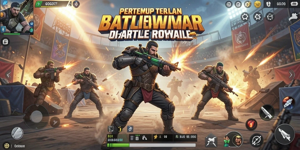 Screenshot GOGO77 menampilkan aksi seru dalam pertempuran Battle Royale.