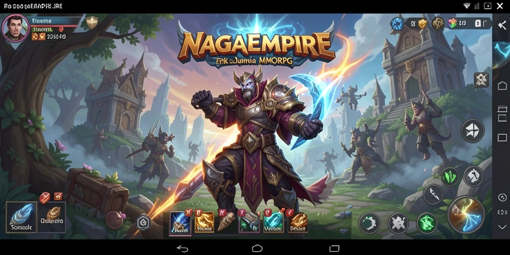 Gameplay seru di NAGAEMPIRE dengan petualangan dan pertempuran.