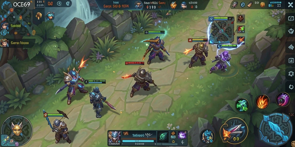 Tampilan gameplay OCE69 dengan pertarungan seru di arena MOBA.