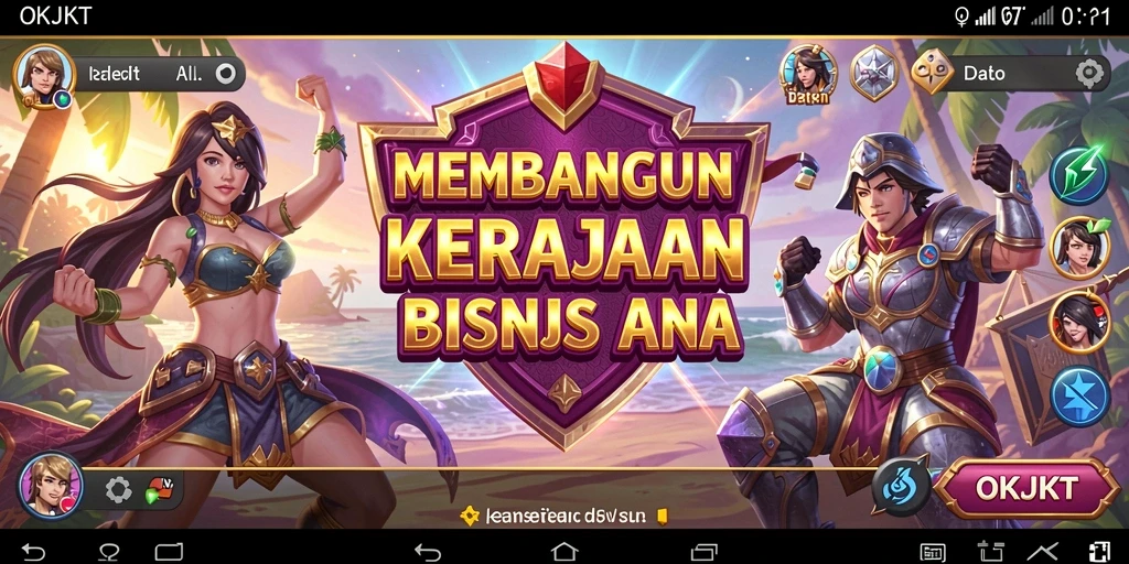 Screenshot gameplay OKJKT yang menampilkan pembangunan kerajaan Tycoon.