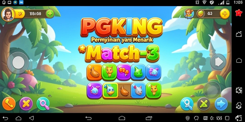 Tampilan gameplay seru dari PGKING yang penuh warna dan tantangan Match-3.
