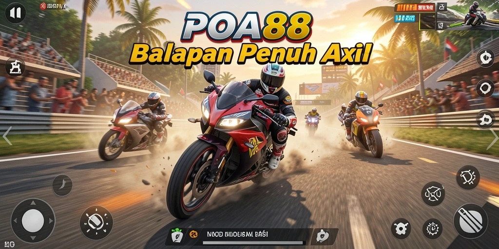 Screenshot menampilkan balapan motor yang seru dan mendebarkan.