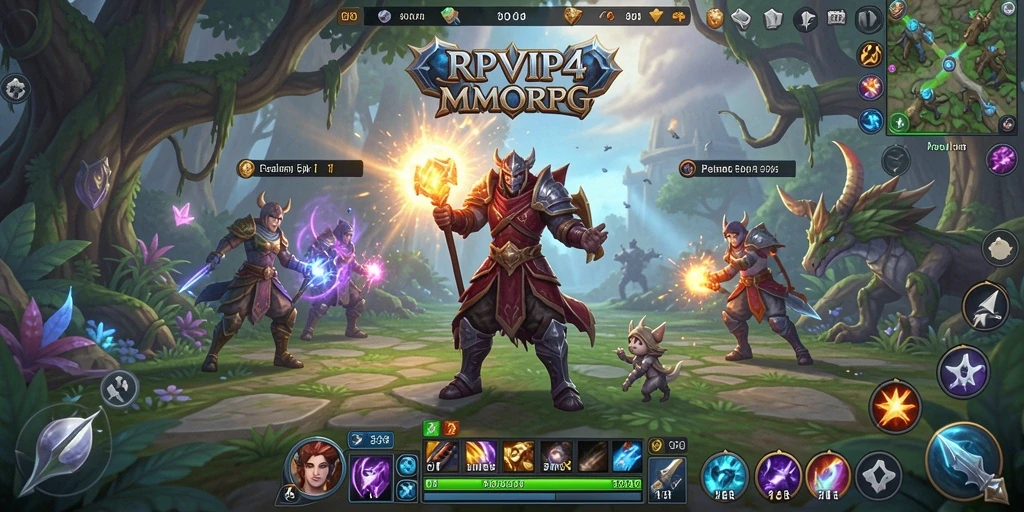 Screenshot gameplay RPVIP4 yang menunjukkan pertempuran seru di MMORPG.