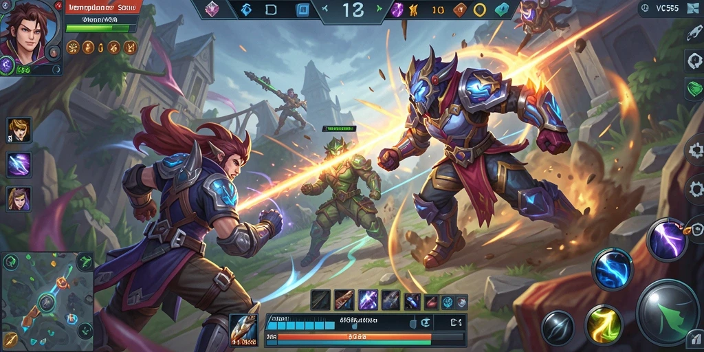 Tangkapan layar menampilkan aksi seru dalam permainan MOBA.